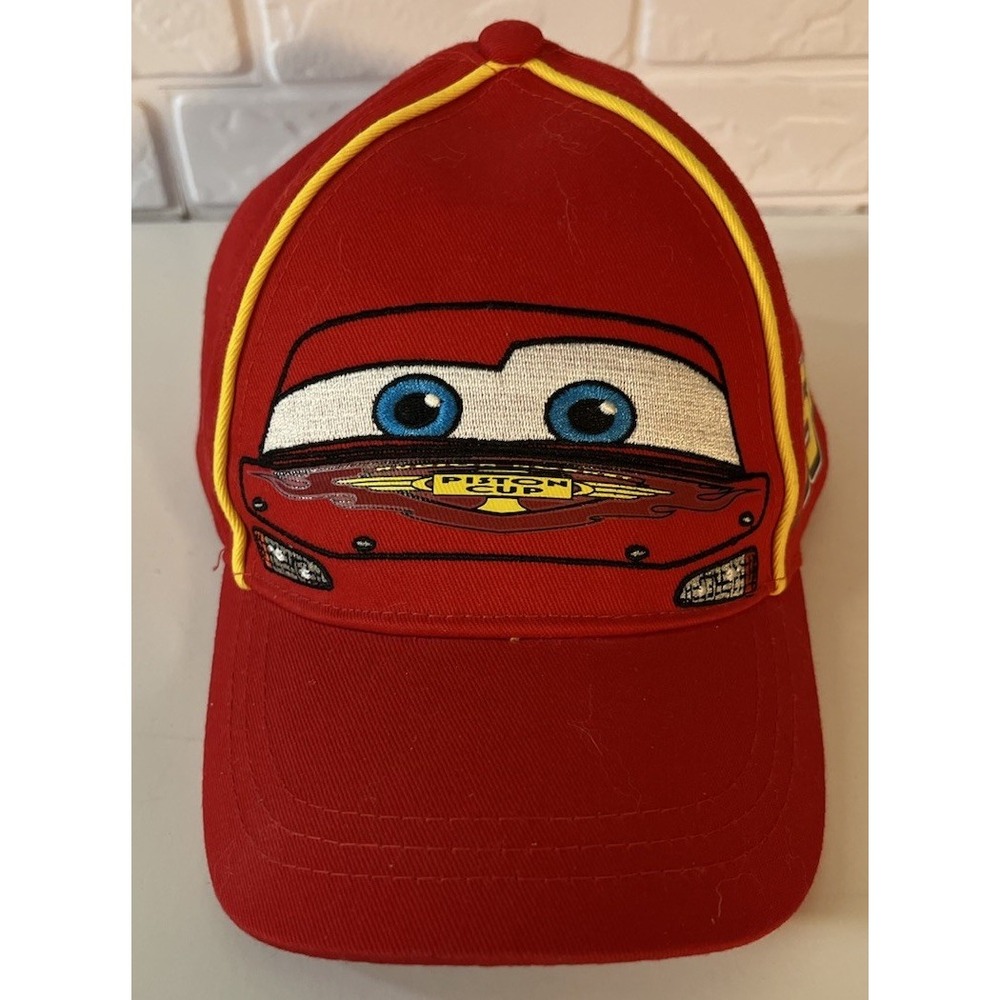 Disney Red Lightning McQueen Kids Hat with Yellow Trim